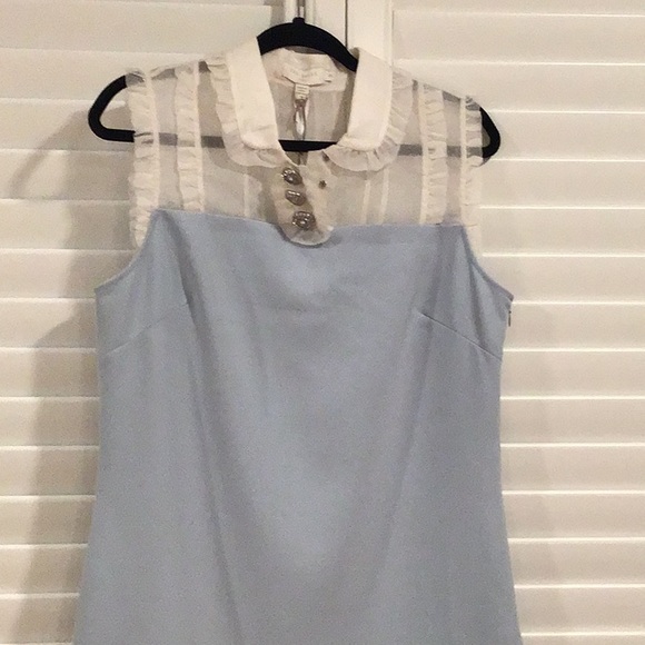 sleeveless pale blue chiffon top